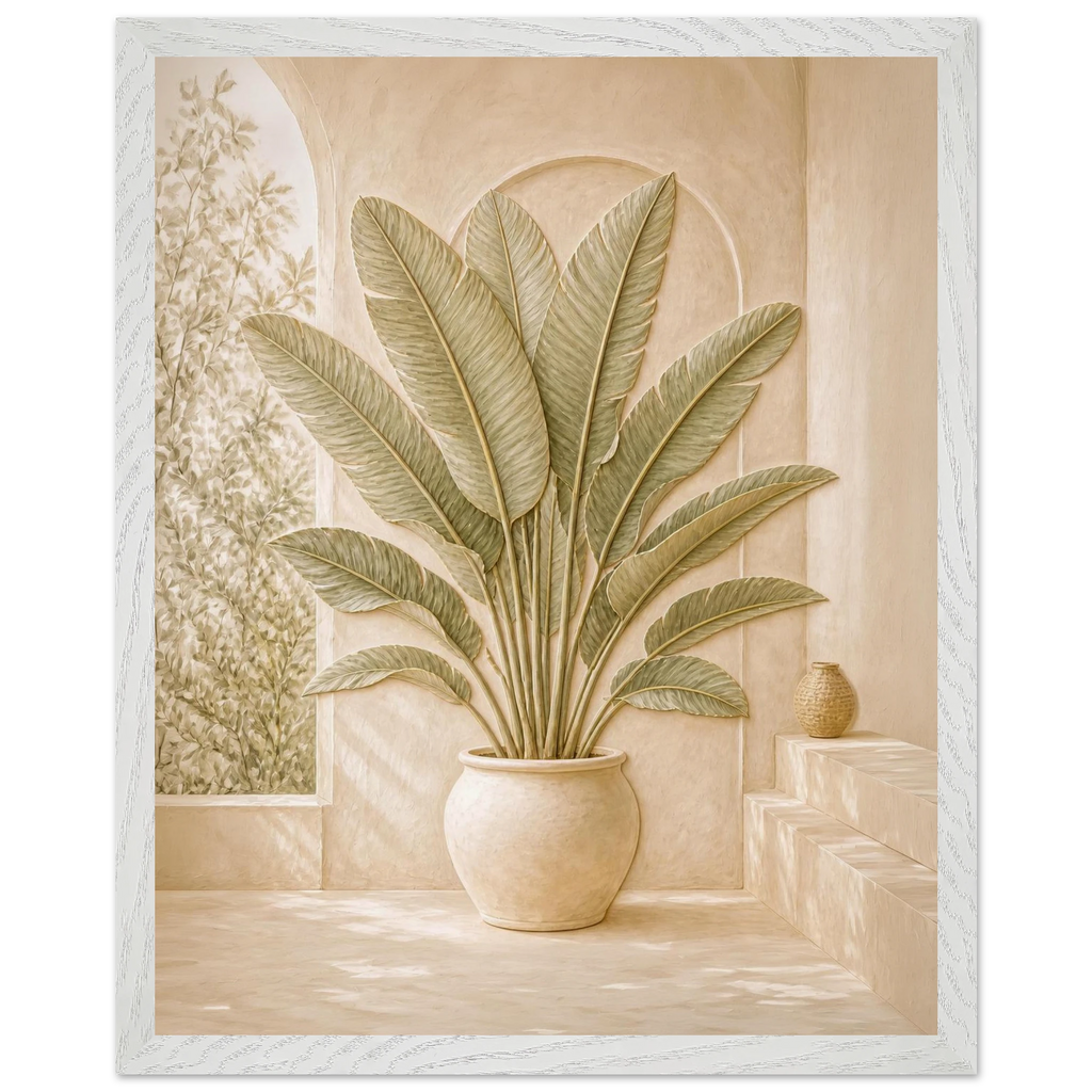 Courtyard Noon: landscape and sun. Framed fine art print, alternate frame and size.