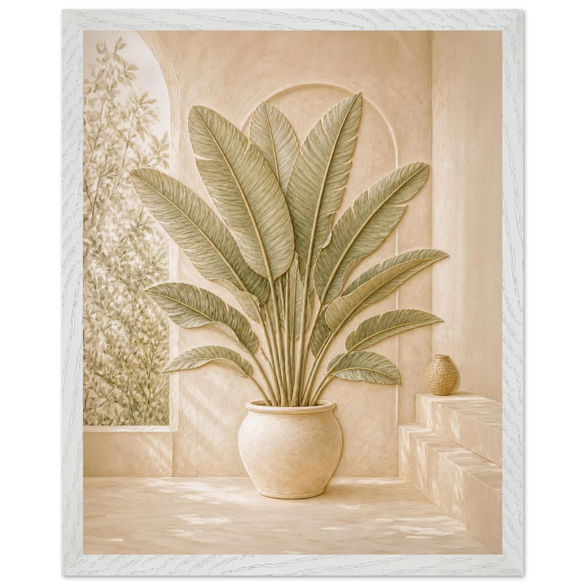 Courtyard Noon: landscape and sun. Framed fine art print, alternate frame and size.