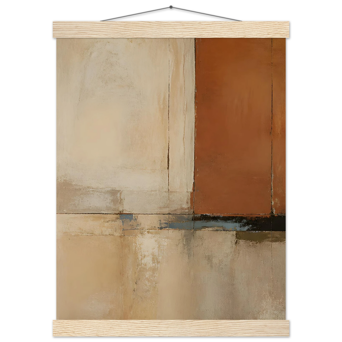 Terracotta Diptych, Panel I of II: two panels, terracotta and cream. Fine art poster.