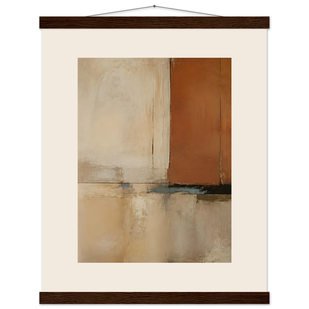 Terracotta Diptych, Panel I of II, two panels, terracotta and cream. Archival fine art poster shown framed.