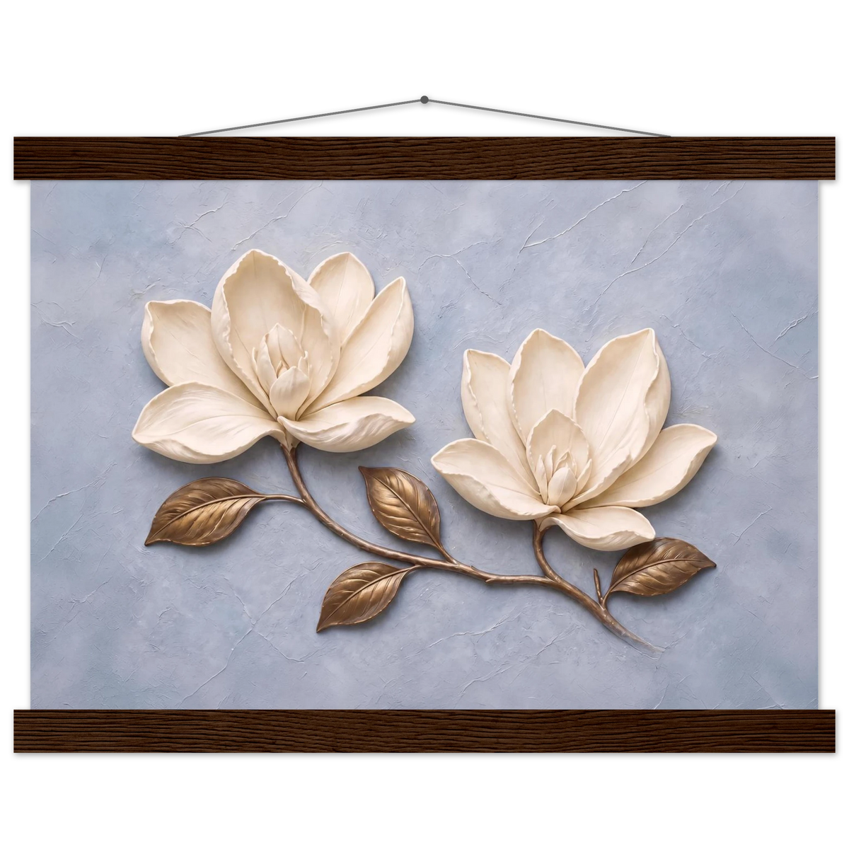 Bronze Magnolia: flowers and botanical. Fine art poster, alternate frame and size.