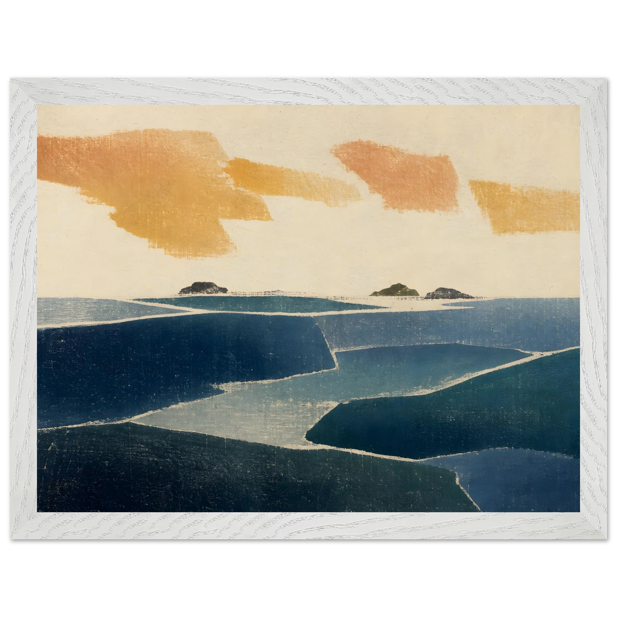Amber and Indigo: abstract, coastline and color field. Framed fine art print by The Light Stays.