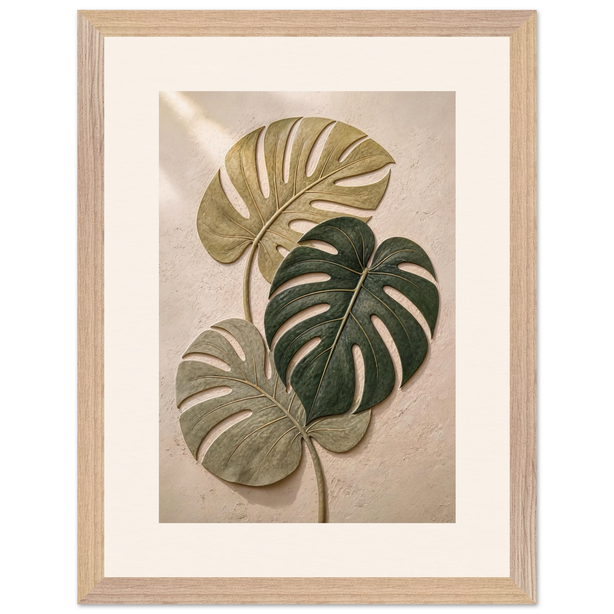 Stone Monstera, botanical and nature. Archival framed fine art print shown framed.