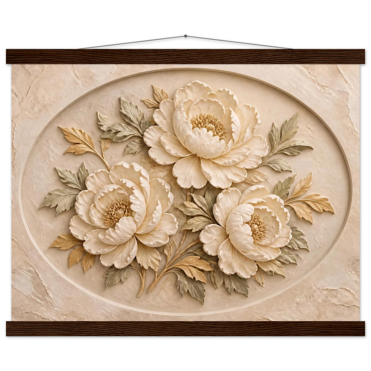 Peonies in Stone: flowers and botanical. Museum-quality fine art poster.