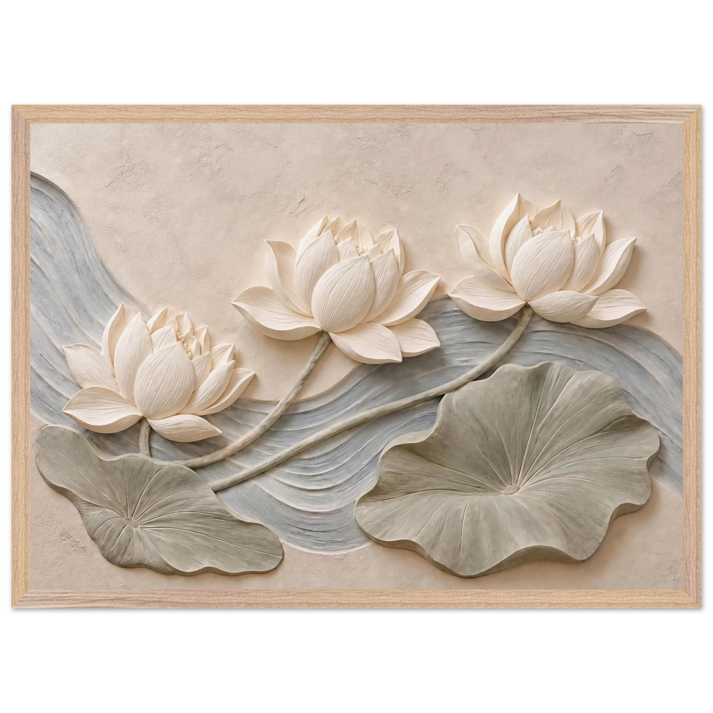 Lotus Current: flowers and botanical. Museum-quality framed fine art print.