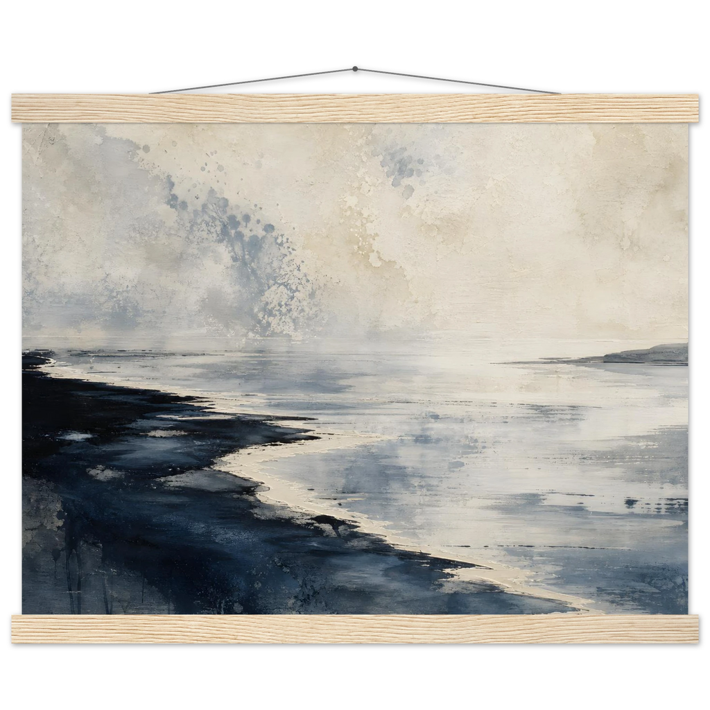Tidal Ink, sea and coastal landscape. Archival fine art poster shown framed.
