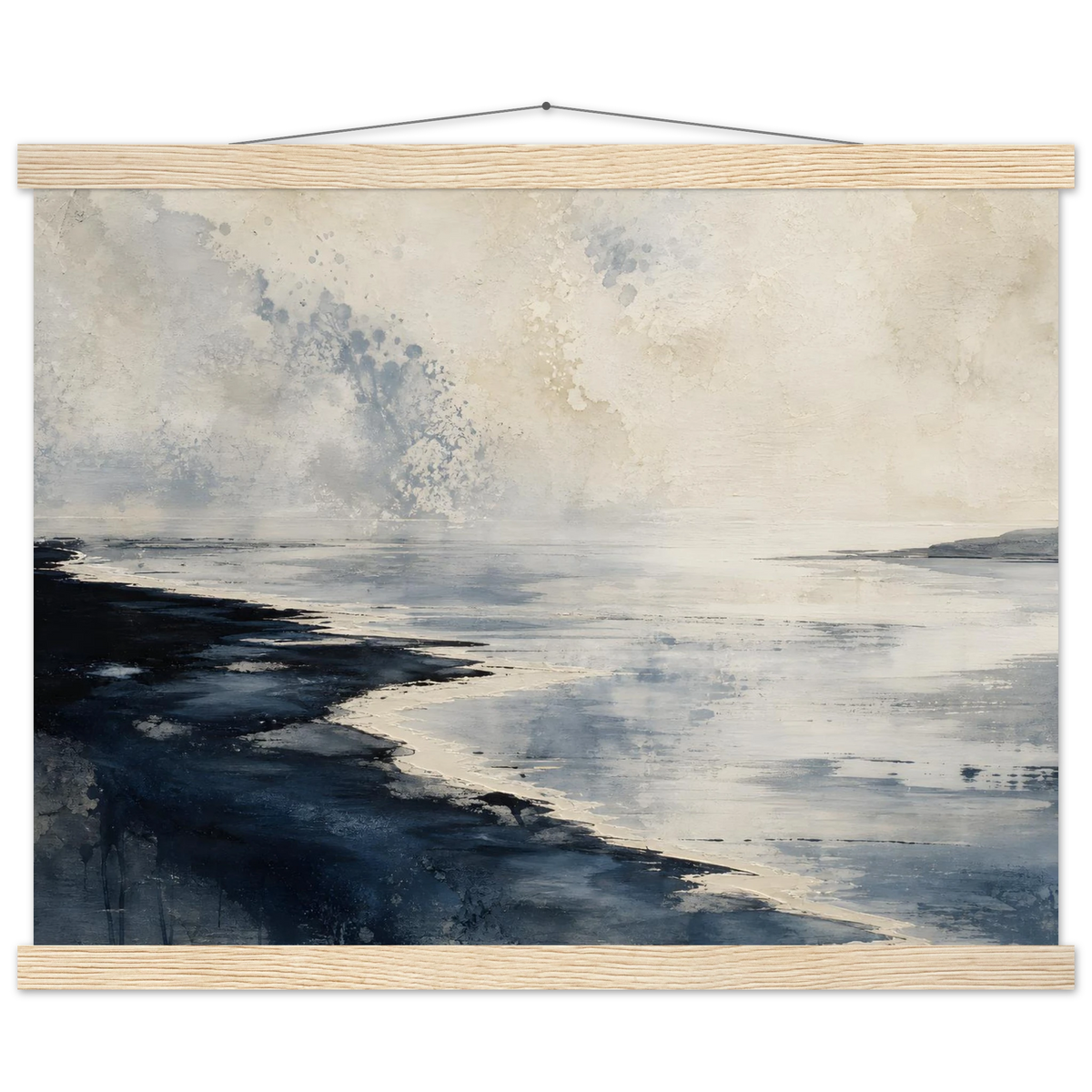 Tidal Ink, sea and coastal landscape. Archival fine art poster shown framed.