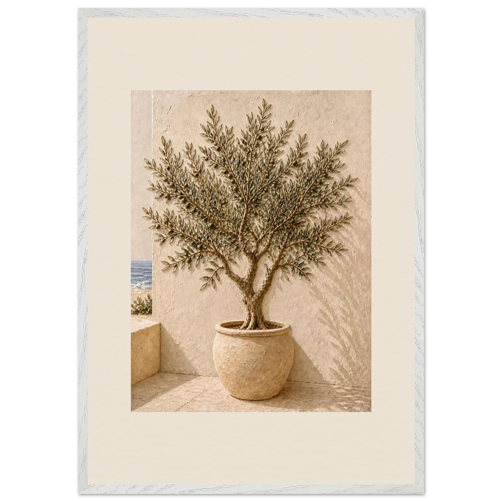 Olive Terrace, landscape and sun. Archival framed fine art print shown framed.