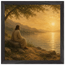 Quadro cristão Bênção do Lago, Jesus sob uma oliveira diante de um lago dourado