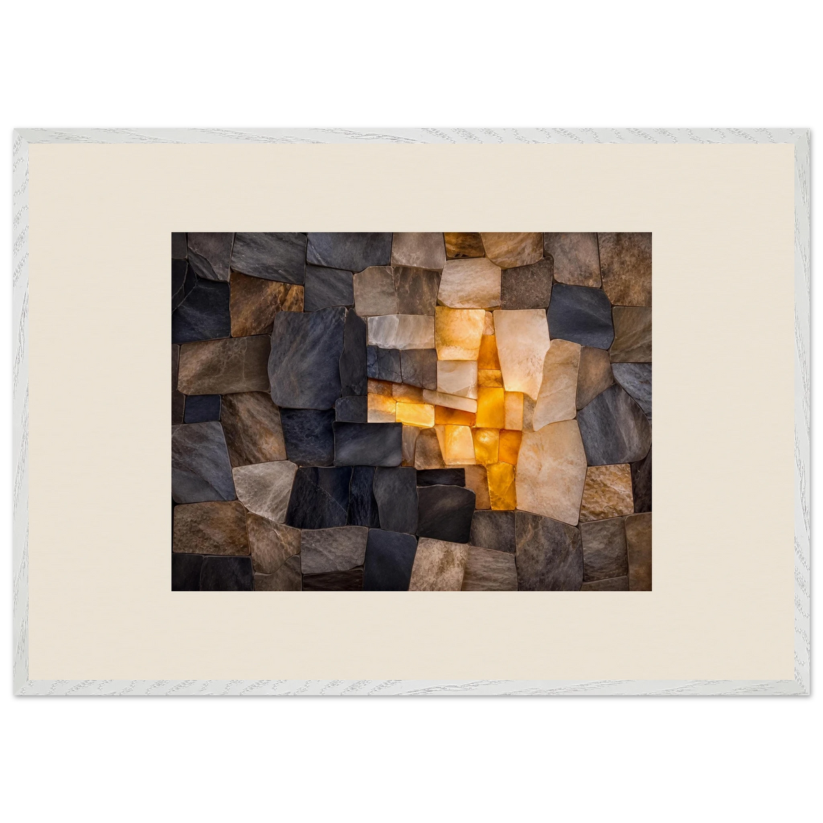 Citrine Seam: lumen and siena. Framed fine art print, alternate frame and size.