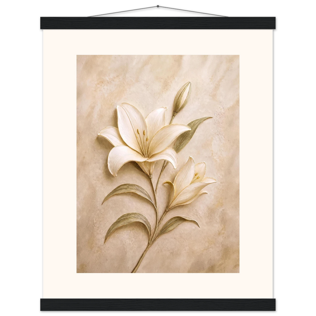 Alabaster Lily: flowers and botanical. Museum-quality fine art poster.