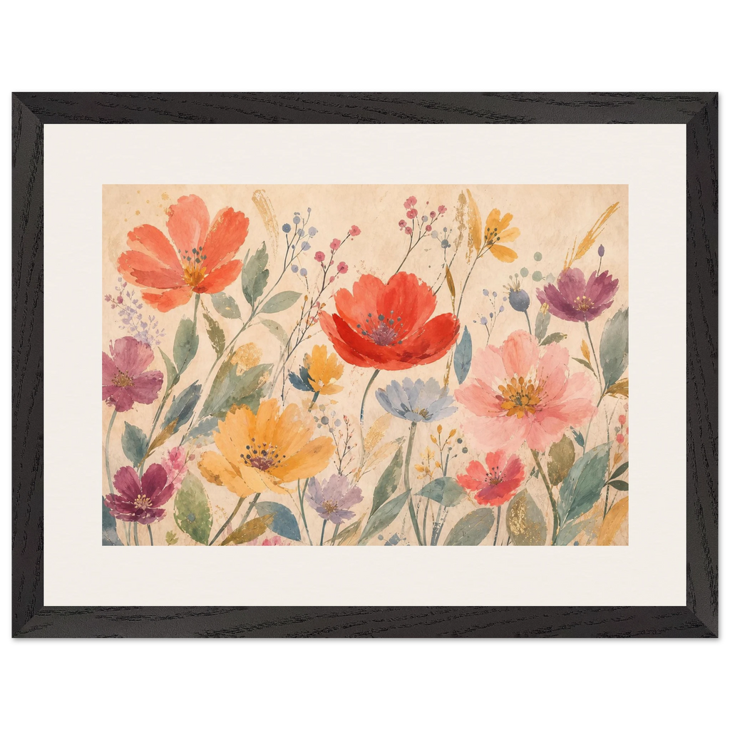 Floral Rhythm: flowers and botanical. Framed fine art print.
