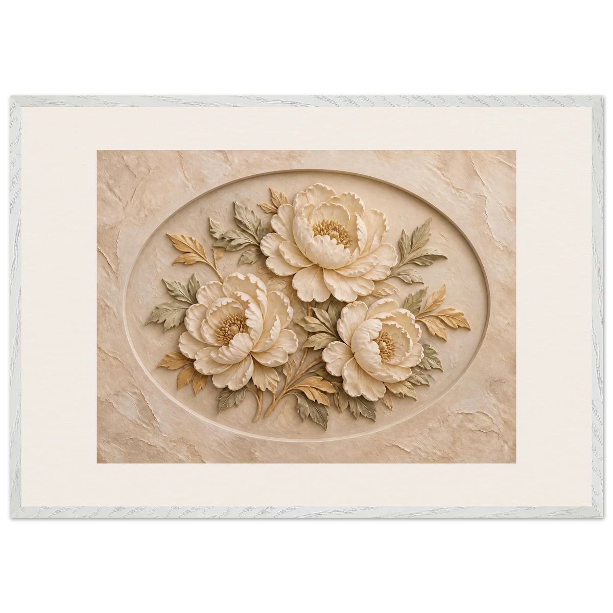 Peonies in Stone: flowers and botanical. Framed fine art print by The Light Stays.
