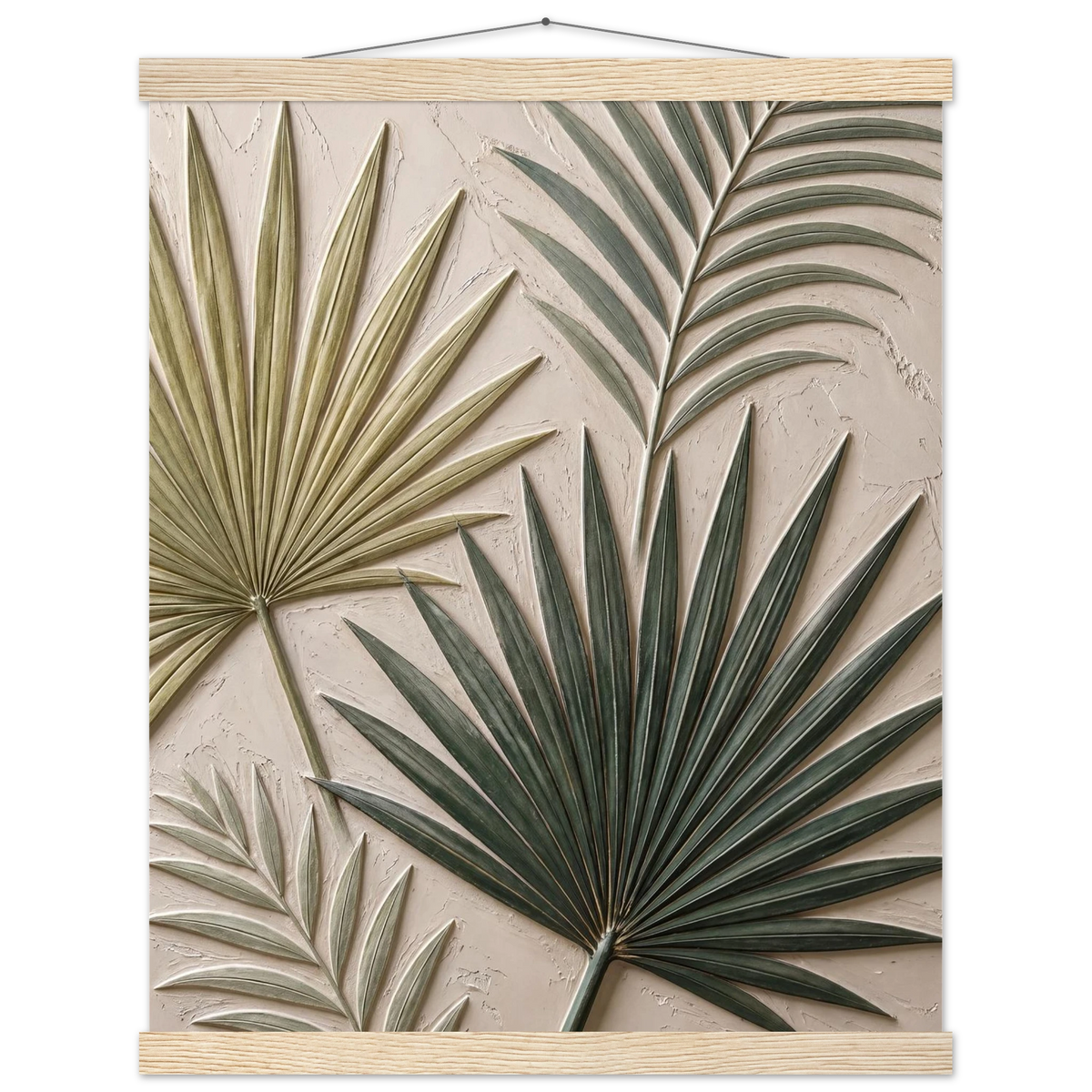 Carved Fronds: impasto, leaves and sand tones. Fine art poster by The Light Stays.
