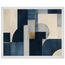 Blue Architecture: geometric abstract, blue and cream. Museum-quality framed fine art print.