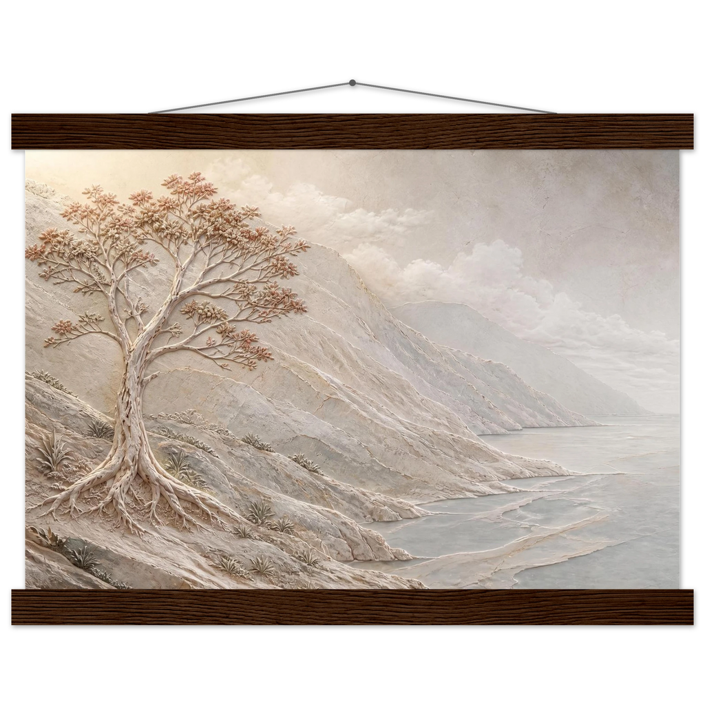 Coral Headland, sea and coastal landscape. Archival fine art poster shown framed.