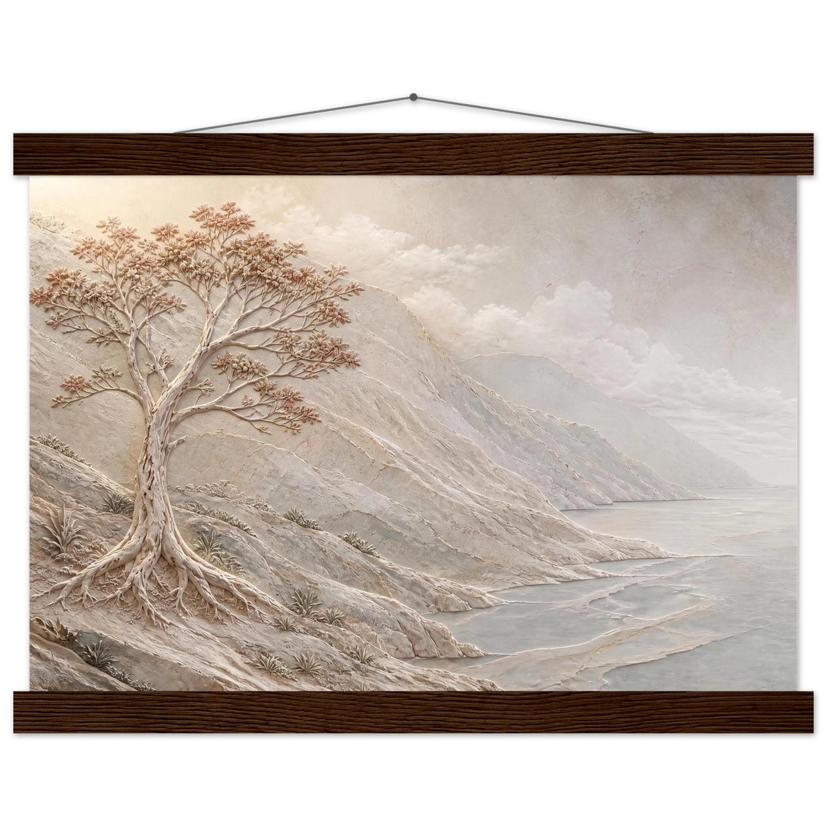 Coral Headland, sea and coastal landscape. Archival fine art poster shown framed.