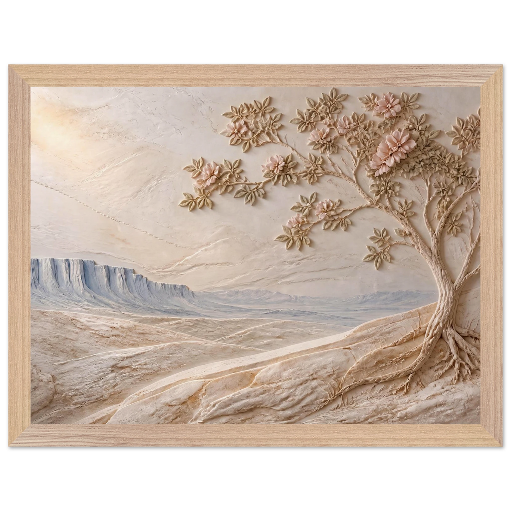 Cliffside Bloom: flowers and botanical. Framed fine art print, alternate frame and size.