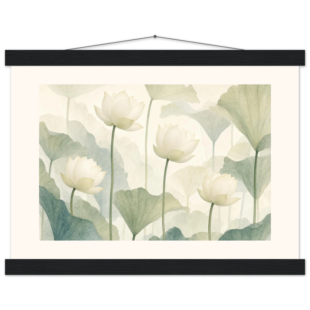 Ivory Lotus Screen: flowers and botanical. Fine art poster by The Light Stays.