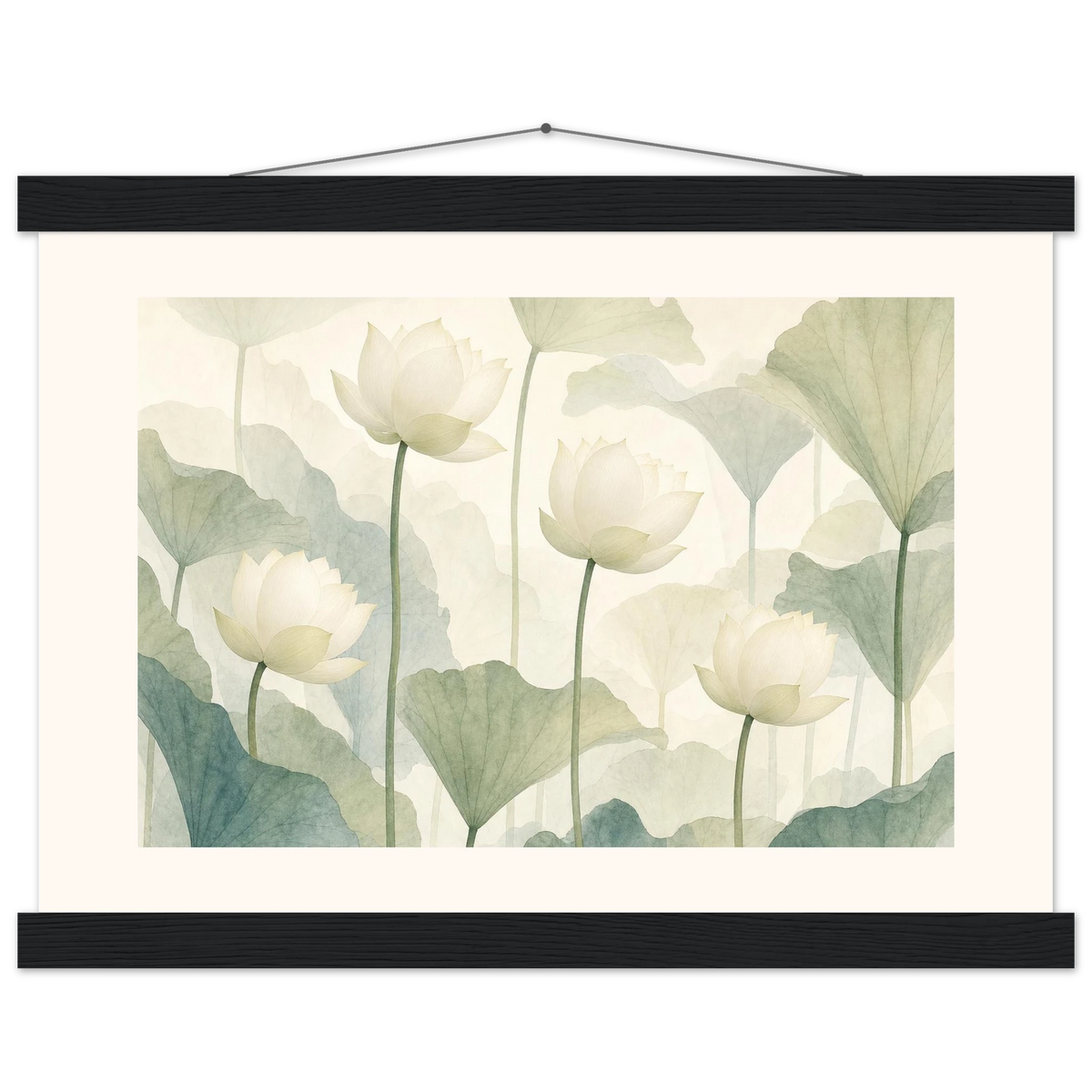 Ivory Lotus Screen: flowers and botanical. Fine art poster by The Light Stays.