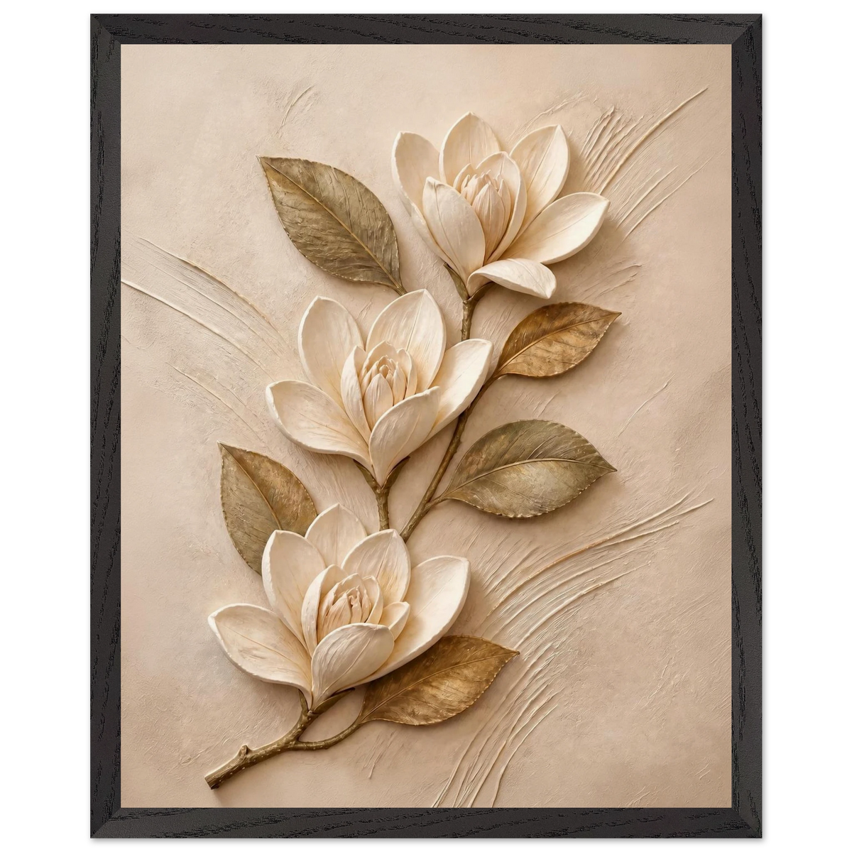 Magnolia Ascent: flowers and botanical. Museum-quality framed fine art print.