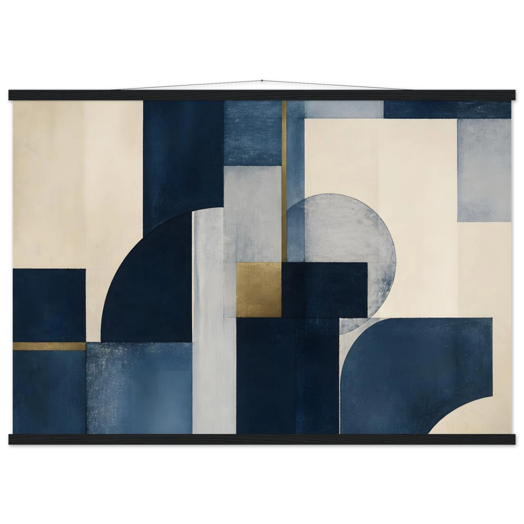 Blue Architecture: geometric abstract, blue and cream. Fine art poster by The Light Stays.