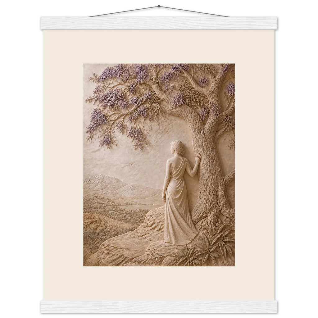 Old Friend: impasto, figure and companion tree. Museum-quality fine art poster.