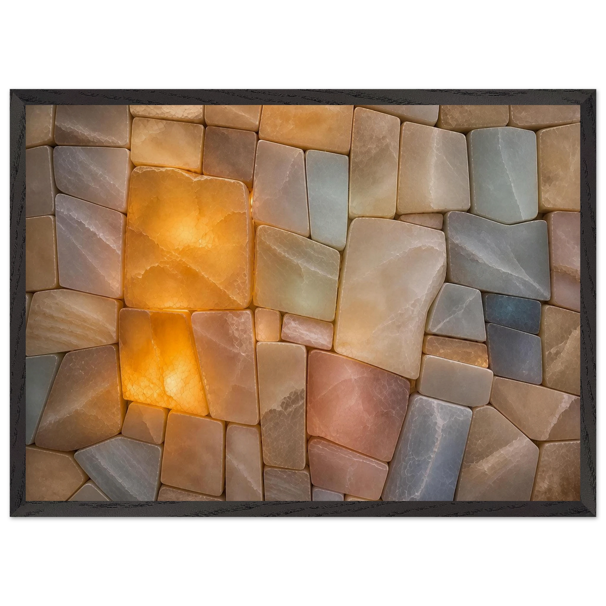Stonelight: lumen and aura. Framed fine art print, alternate frame and size.