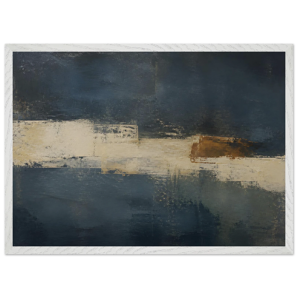 Ivory Crossing: abstract, ivory and serene lines. Museum-quality framed fine art print.