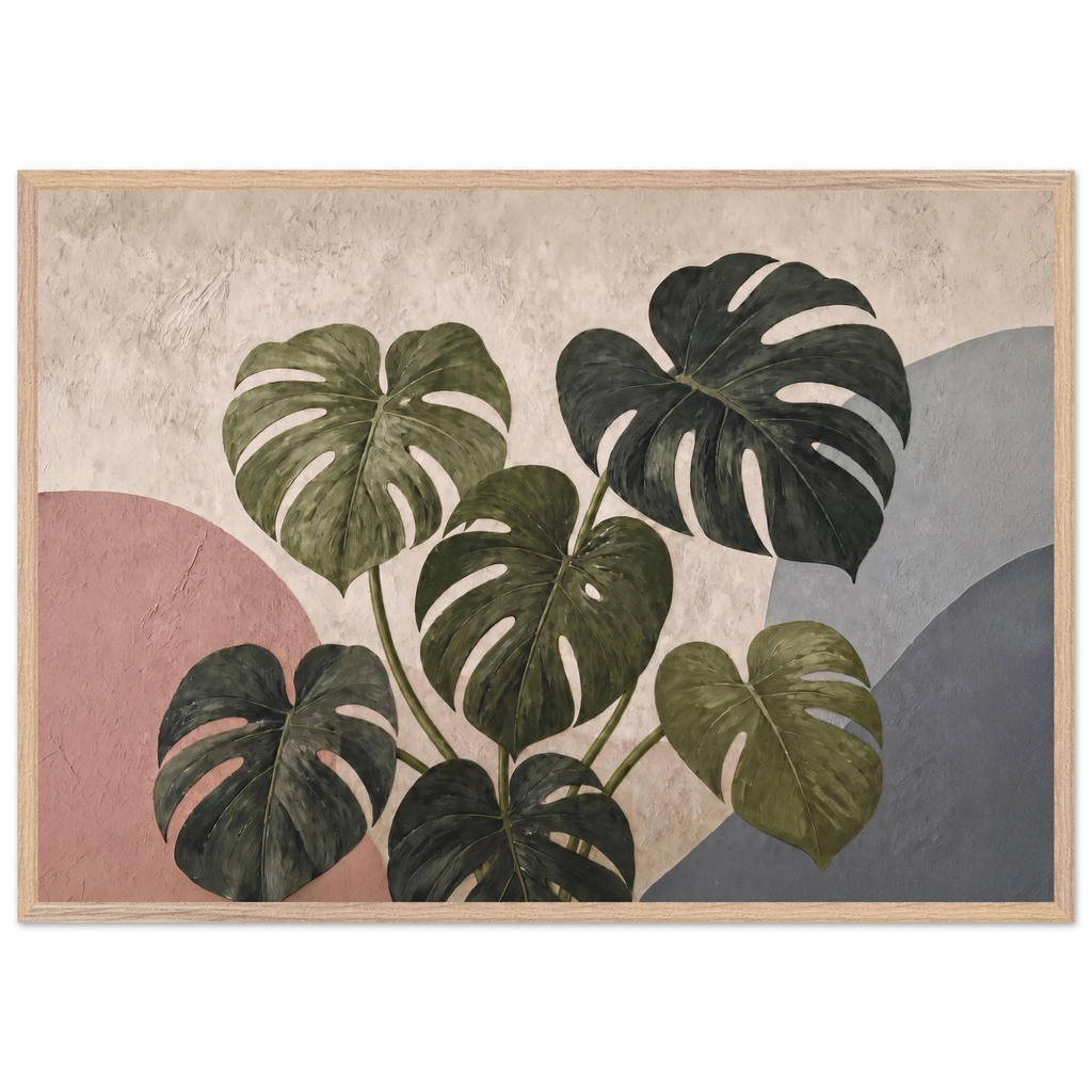 Monstera Sun: botanical and nature. Framed fine art print, alternate frame and size.