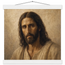 Pôster Kind Eyes com suporte de madeira, retrato sereno de Jesus em luz quente