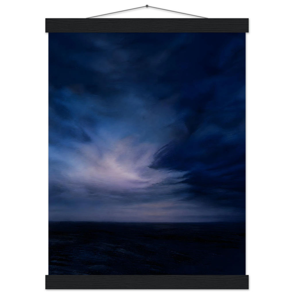 Blue Hour Field: night, horizon and deep blue. Fine art poster by The Light Stays.