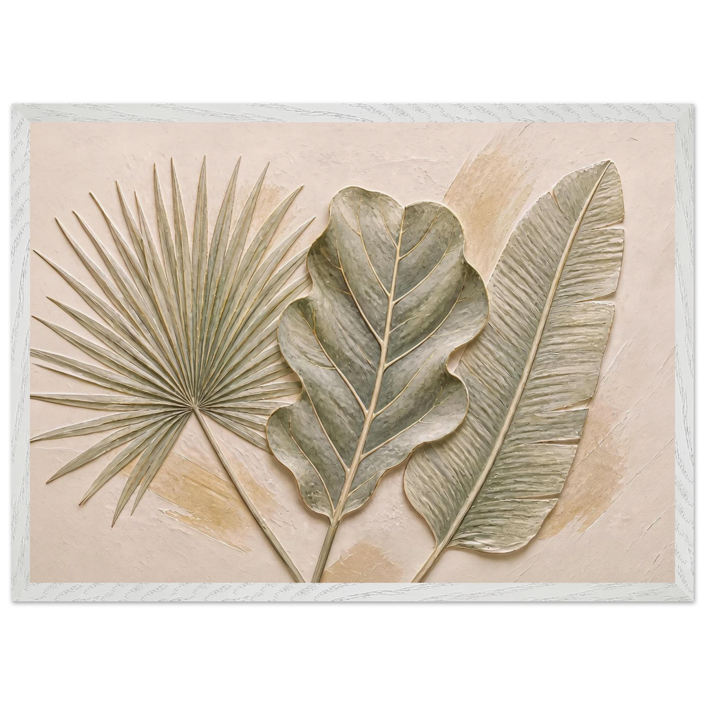 Three Leaves: botanical and nature. Museum-quality framed fine art print.