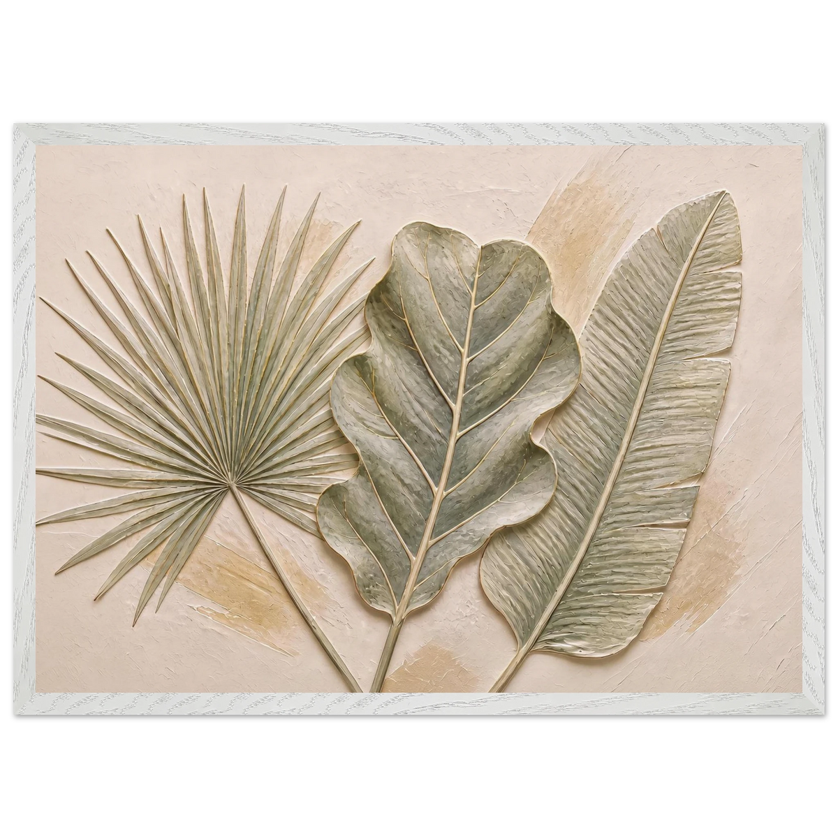 Three Leaves: botanical and nature. Museum-quality framed fine art print.