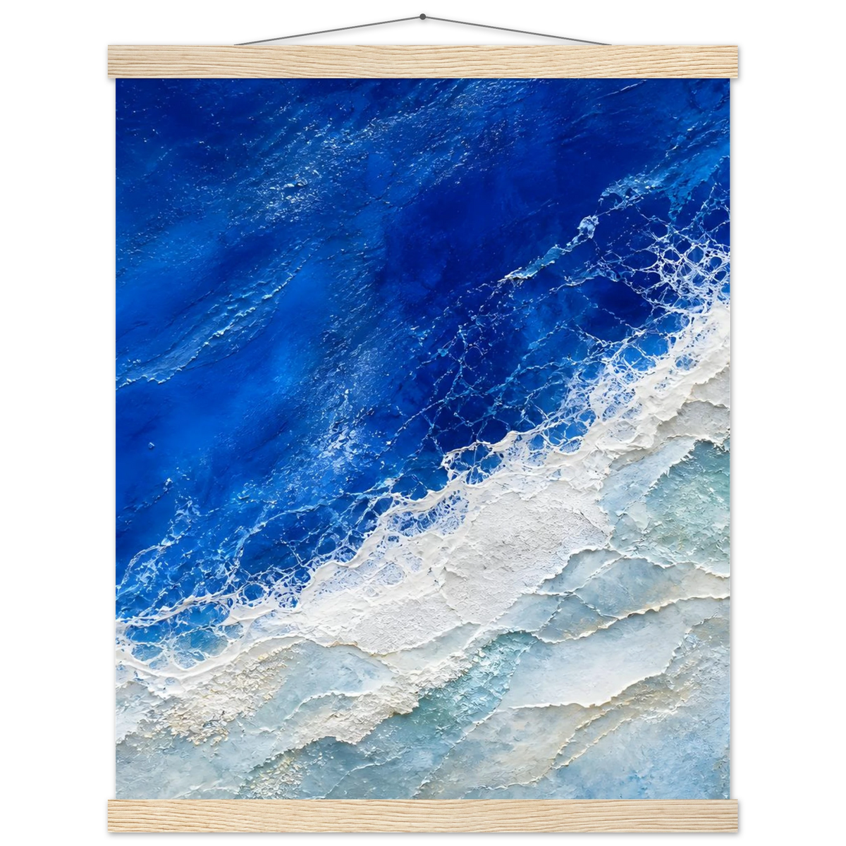 Cobalt Foam: abstract, cobalt and sea foam. Fine art poster, alternate frame and size.