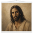 Pôster Kind Eyes com suporte de madeira, retrato sereno de Jesus em luz quente