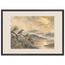 Golden Moon Bird: japanese art and japandi. Museum-quality framed fine art print.