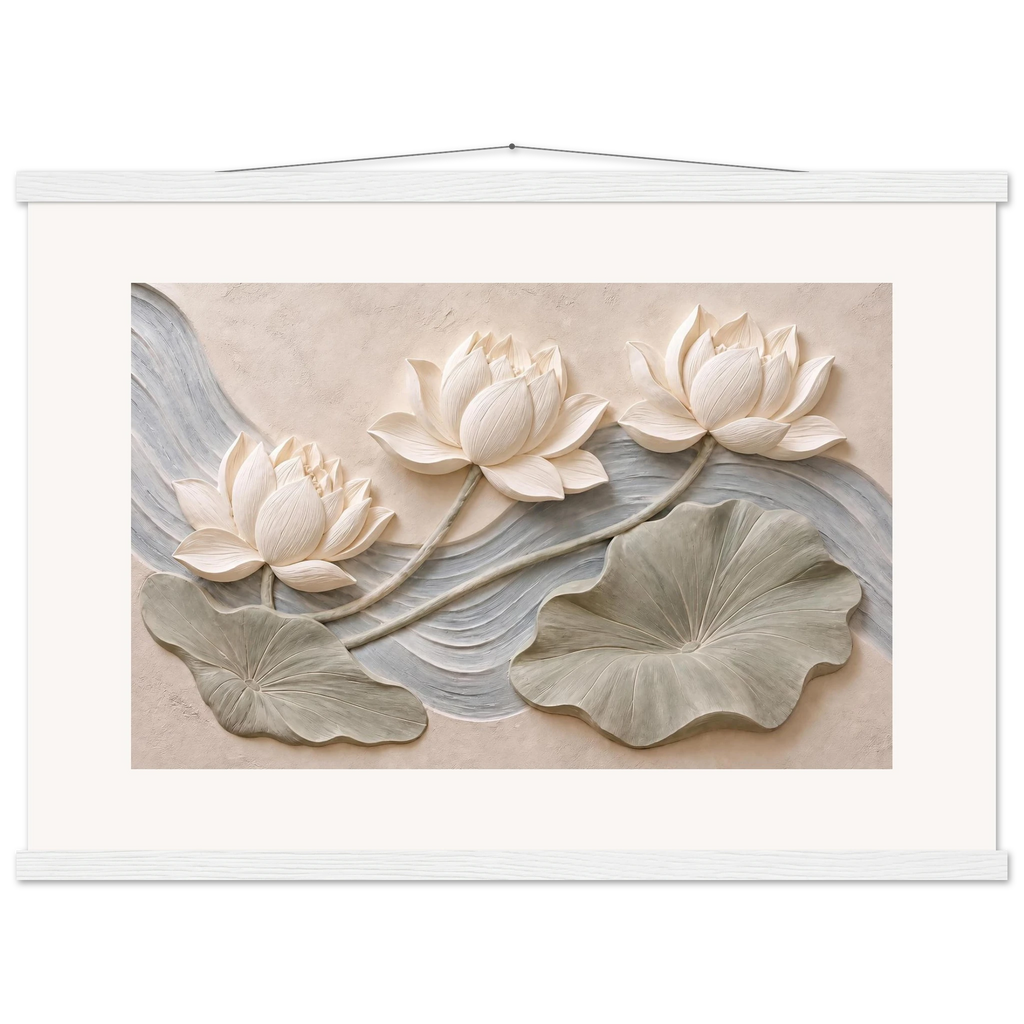 Lotus Current: flowers and botanical. Museum-quality fine art poster.