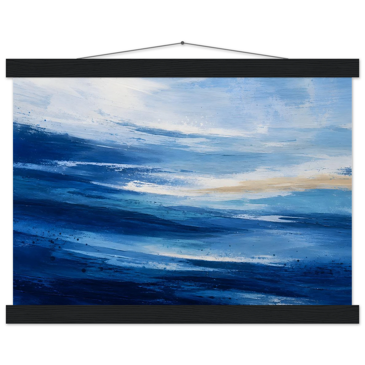 Atlantic Blue: coastline, ocean and texture. Fine art poster with wooden hanger by The Light Stays.