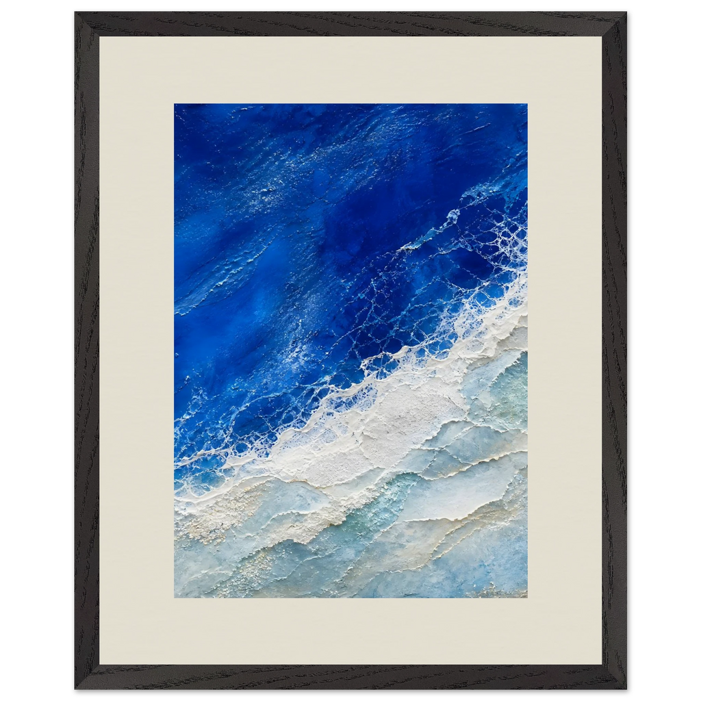 Cobalt Foam: abstract, cobalt and sea foam. Museum-quality framed fine art print.