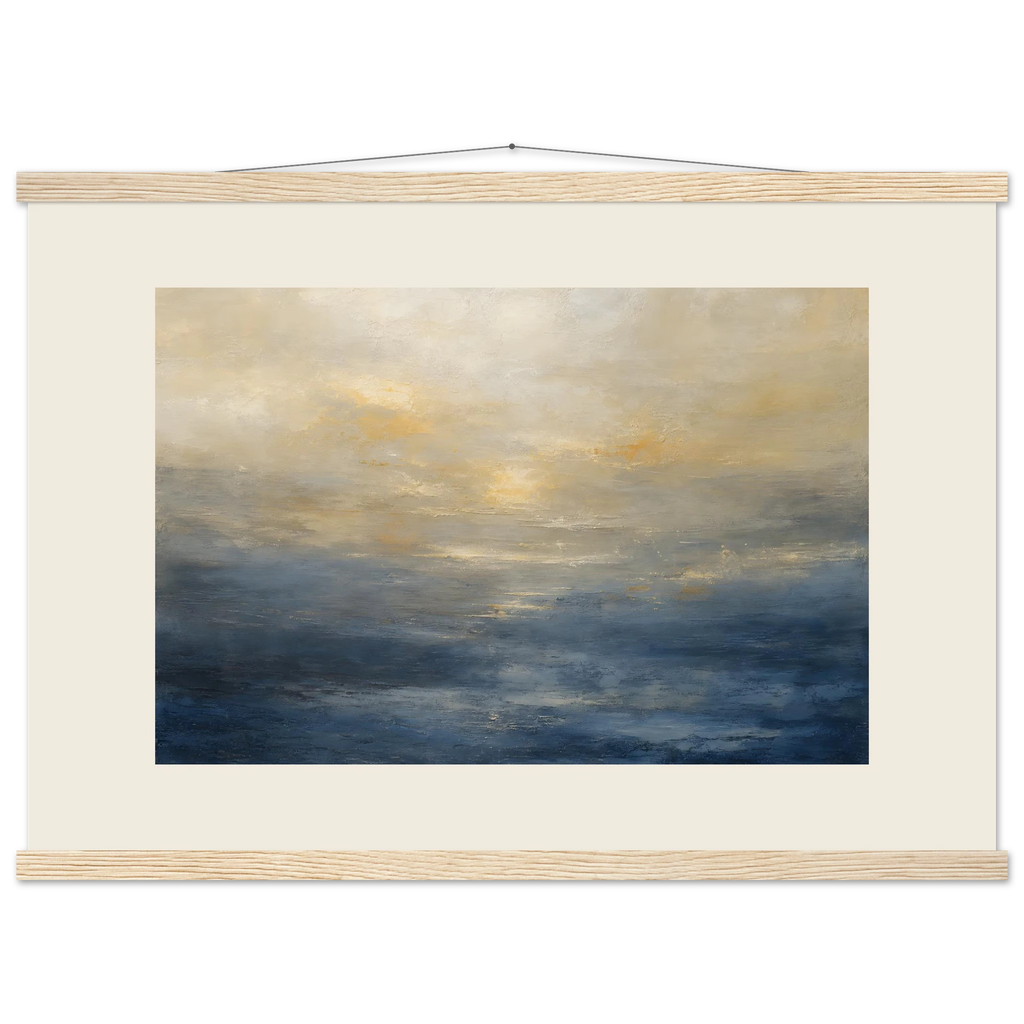 Golden Sea Mist: sea and coastal landscape. Fine art poster, alternate frame and size.