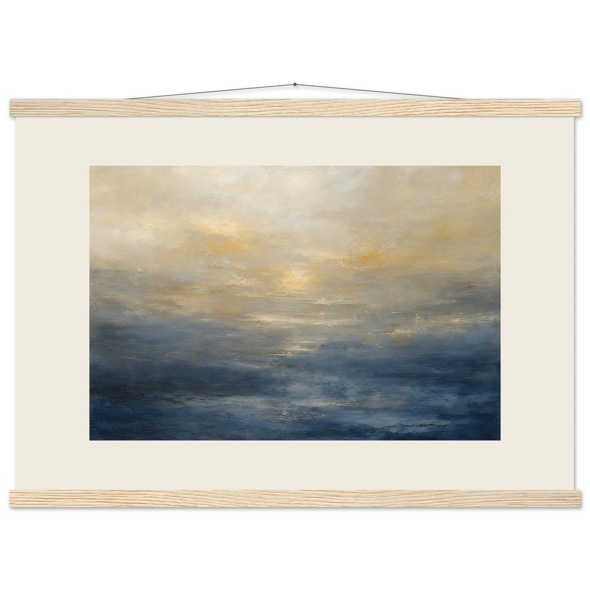 Golden Sea Mist: sea and coastal landscape. Fine art poster, alternate frame and size.