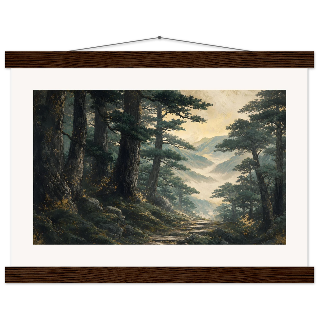Cypress Passage: japanese art and japandi. Fine art poster, alternate frame and size.
