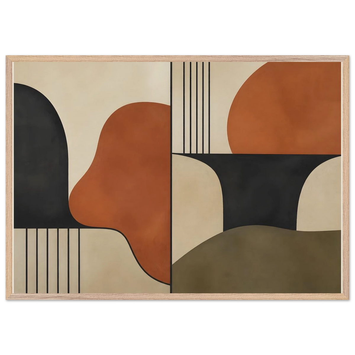 Compass and Clay: geometric abstract, clay and curves. Framed fine art print by The Light Stays.
