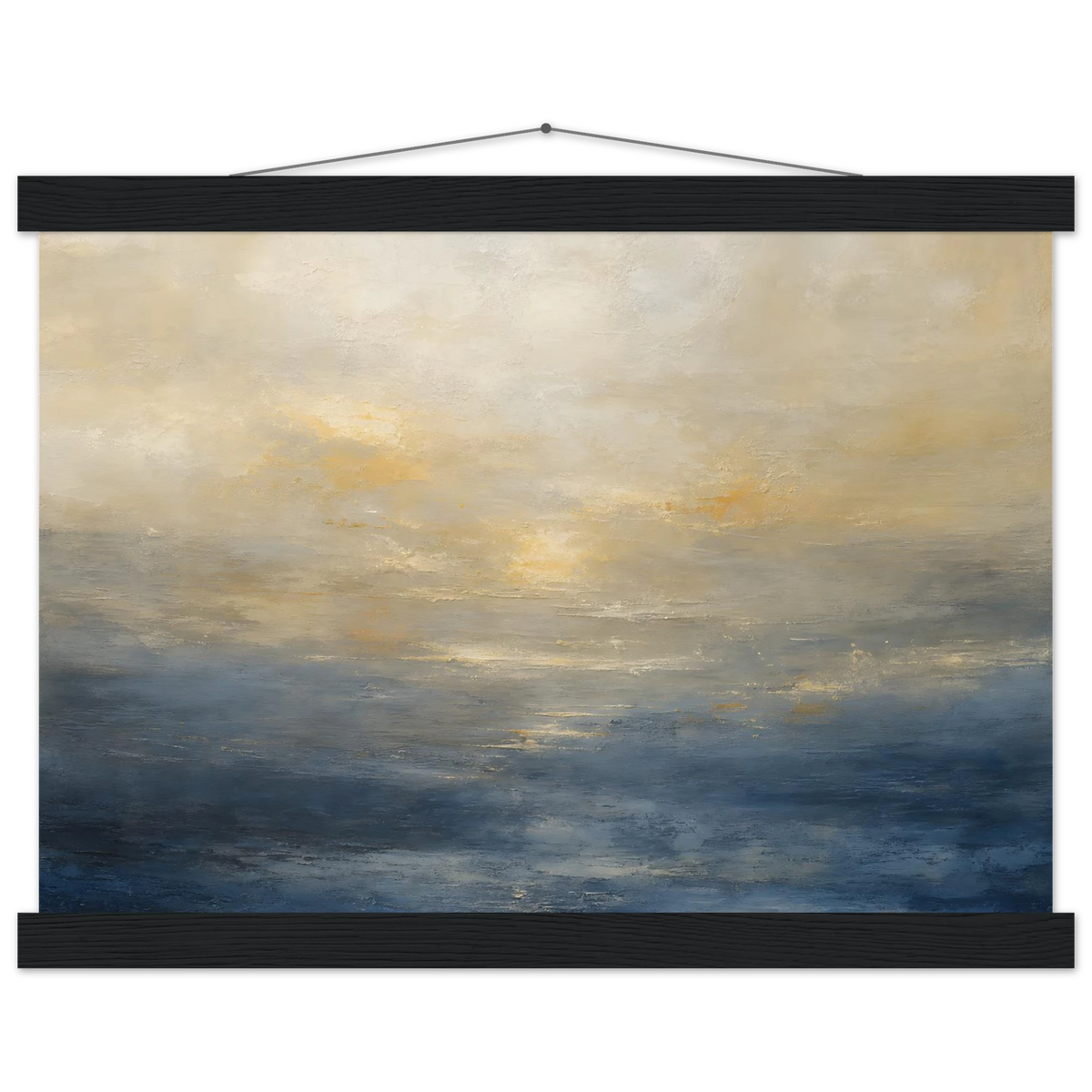 Golden Sea Mist: sea and coastal landscape. Fine art poster, alternate frame and size.