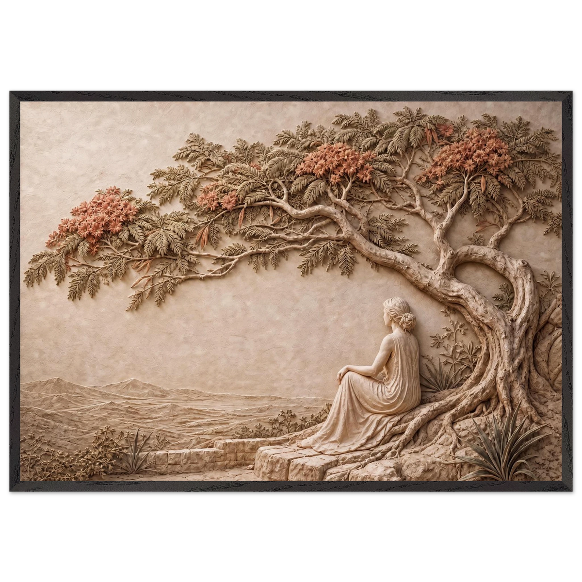 Under the Blossoms: impasto, figure and blossoming canopy. Museum-quality framed fine art print.