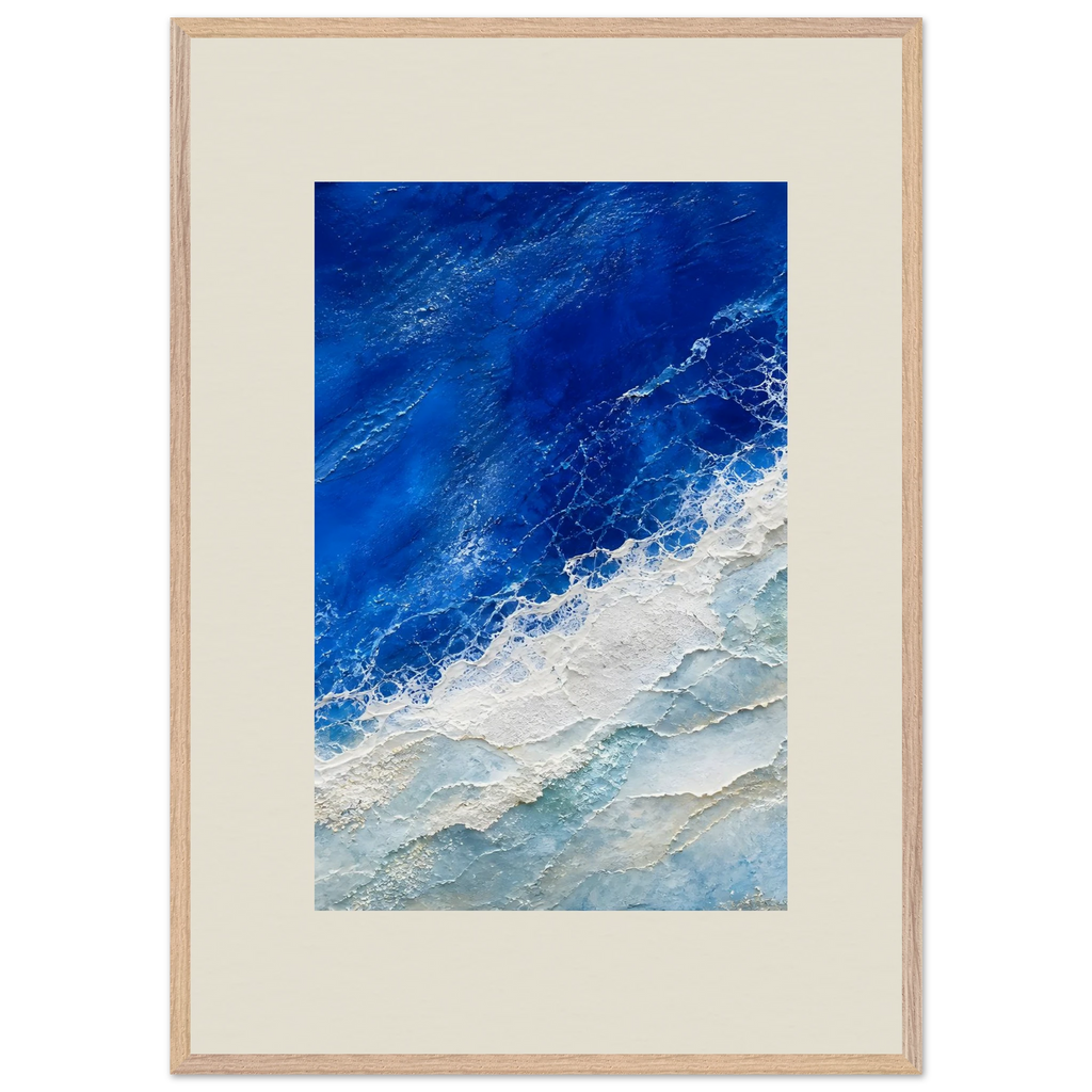 Cobalt Foam: abstract, cobalt and sea foam. Framed fine art print, alternate frame and size.
