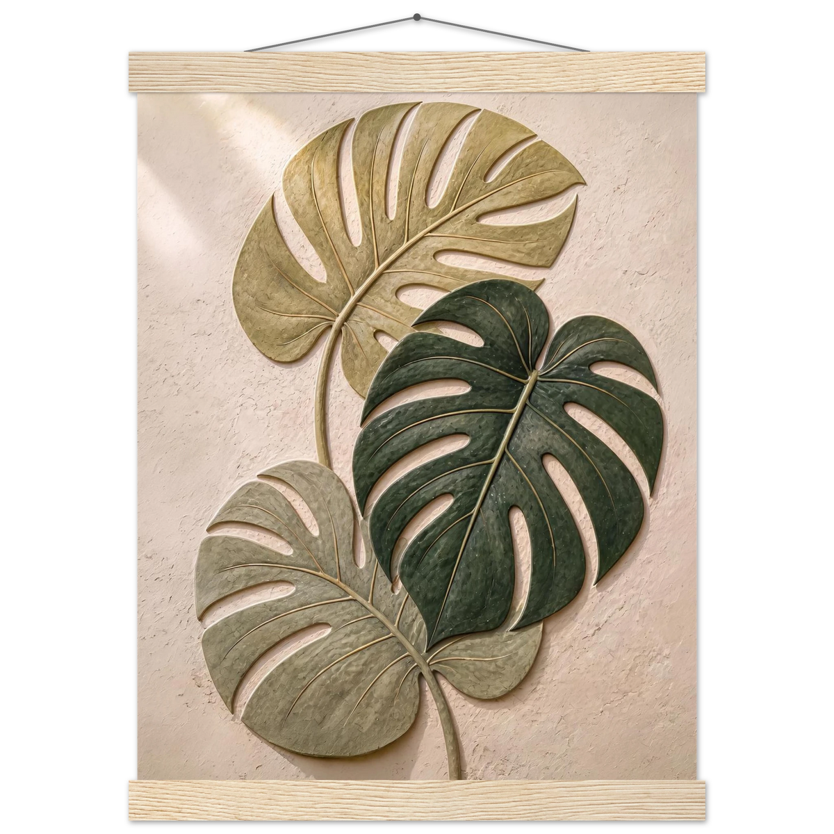 Stone Monstera: botanical and nature. Museum-quality fine art poster.