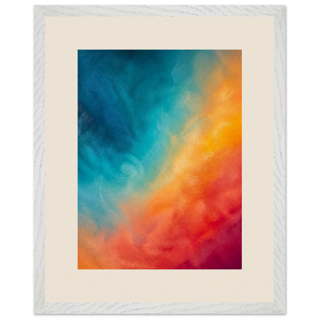 Teal and Orange, gradient, sea and dusk. Archival framed fine art print shown framed.