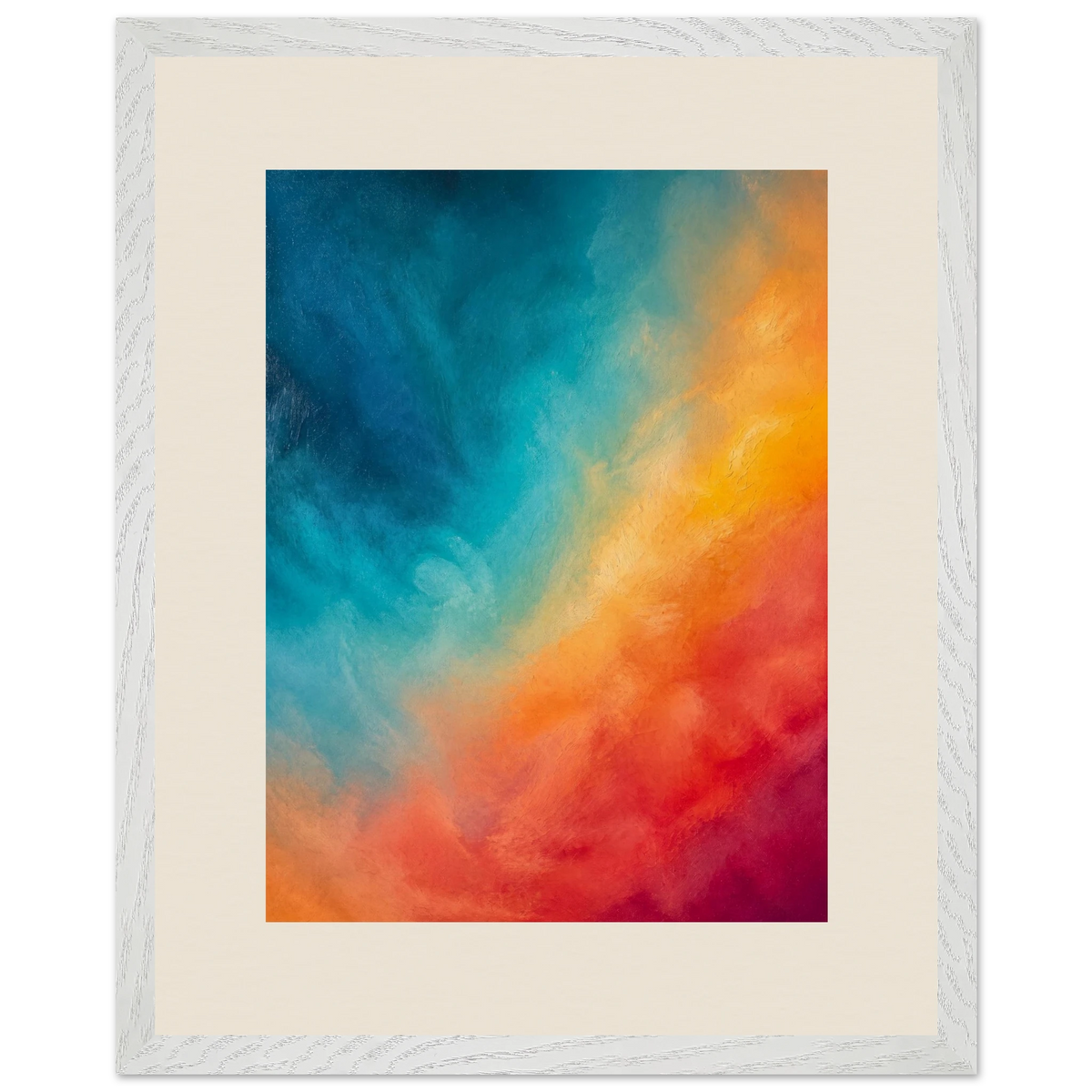 Teal and Orange, gradient, sea and dusk. Archival framed fine art print shown framed.